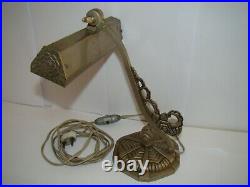 Rare lampe de bureau Art Déco, en bronze nickelé hauteur dépliée 29 cm #1481#