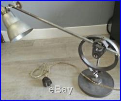 Rare lampe industrielle ancienne /industrial Art-Deco ajustable desk lamp rare