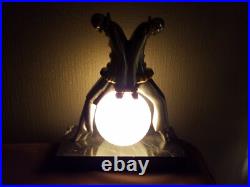 Rare lampe pierrot bronze argenté et doré ART-DÉCO 28,5 Cms