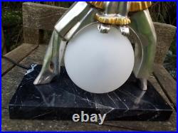 Rare lampe pierrot bronze argenté et doré ART-DÉCO 28,5 Cms