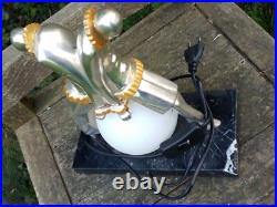 Rare lampe pierrot bronze argenté et doré ART-DÉCO 28,5 Cms