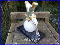 Rare lampe pierrot bronze argenté et doré ART-DÉCO 28,5 Cms