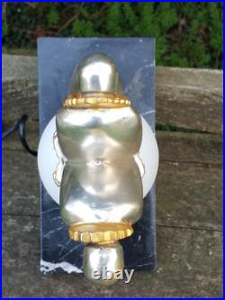 Rare lampe pierrot bronze argenté et doré ART-DÉCO 28,5 Cms