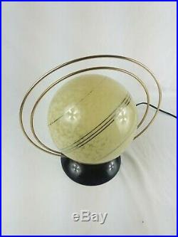 Rare lampe saturne moderniste pied bakélite verre soufflé moucheté art déco 1920
