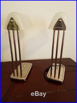 Rare paire de lampes Art Deco Moderniste Design Indus verre Sabino numéroté