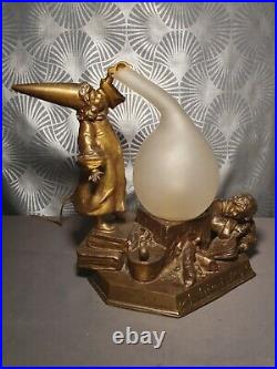 Rarissime! Veilleuse lampe art déco 1920 ALCHIMISTES! Sculpture statuette enfant