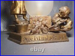 Rarissime! Veilleuse lampe art déco 1920 ALCHIMISTES! Sculpture statuette enfant