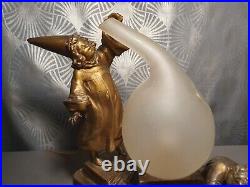 Rarissime! Veilleuse lampe art déco 1920 ALCHIMISTES! Sculpture statuette enfant