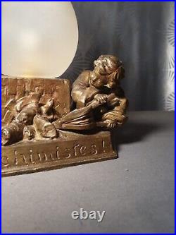 Rarissime! Veilleuse lampe art déco 1920 ALCHIMISTES! Sculpture statuette enfant