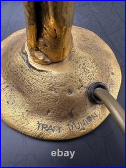 Ravissante lampe sculpture en bronze doré signée TRAIT D'UNION