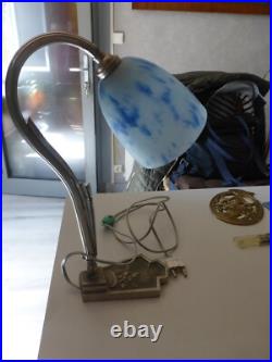 Remise vente ancienne lampe art déco orientable avec Tulipe Pâte De Verre bleu