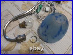 Remise vente ancienne lampe art déco orientable avec Tulipe Pâte De Verre bleu