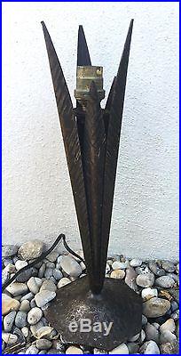 Robj, pied de lampe en fer forgé Art Déco 1930, era Brandt, Daum