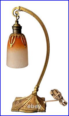 Schneider Pied Bronze Charles Ranc Lampe De Table Pate De Verre Art Nouveau