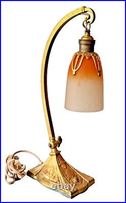 Schneider Pied Bronze Charles Ranc Lampe De Table Pate De Verre Art Nouveau