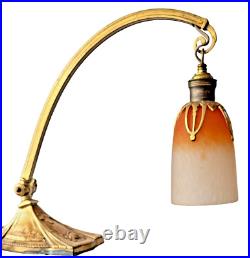 Schneider Pied Bronze Charles Ranc Lampe De Table Pate De Verre Art Nouveau