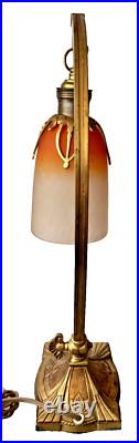 Schneider Pied Bronze Charles Ranc Lampe De Table Pate De Verre Art Nouveau