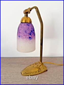 Schneider Pied Bronze Lampe De Table Pate De Verre Art Déco 1925