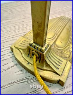 Schneider Pied Bronze Lampe De Table Pate De Verre Art Déco 1925