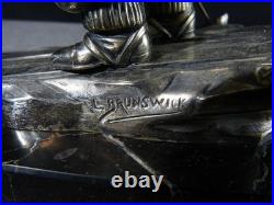 Sculpture statue lampe ancienne art déco régule skieur ski sport d'hivers globe