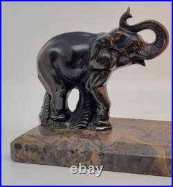 Signée GALLOT Ed? Très belle lampe art déco Eléphant en régule sur socle en ma