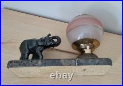 Signée GALLOT Ed? Très belle lampe art déco Eléphant en régule sur socle en ma
