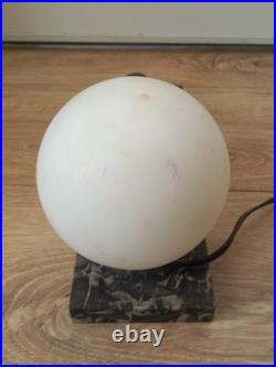 Splendide Panthère Lampe Veilleuse Art Déco sur Socle en Marbre Verre Opalin