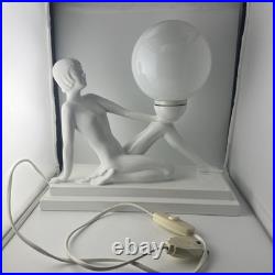 Sublime Lampe Vintage en Céramique et Opaline Design Femme Nue 1970s Art Déco