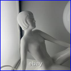 Sublime Lampe Vintage en Céramique et Opaline Design Femme Nue 1970s Art Déco