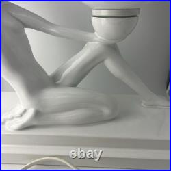 Sublime Lampe Vintage en Céramique et Opaline Design Femme Nue 1970s Art Déco