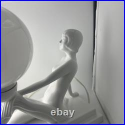 Sublime Lampe Vintage en Céramique et Opaline Design Femme Nue 1970s Art Déco
