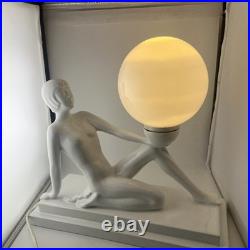 Sublime Lampe Vintage en Céramique et Opaline Design Femme Nue 1970s Art Déco