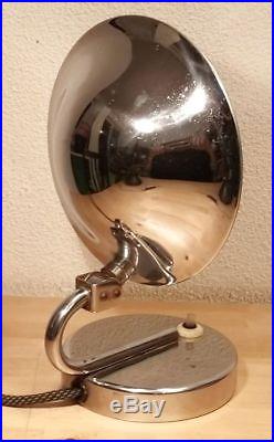 Superbe Ancienne Lampe Art Deco Tcheque En Metal Chrome Napako