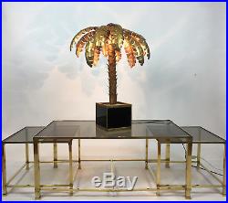 Superbe Lampe Des Années 70 Style Jansen En Forme De Palmier En Métal Doré