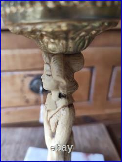 Superbe Paire De Lampe Bleu Opaline Marbre XXeme