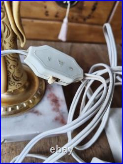 Superbe Paire De Lampe Bleu Opaline Marbre XXeme