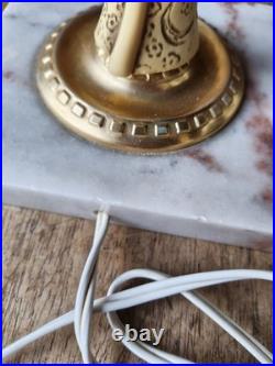 Superbe Paire De Lampe Bleu Opaline Marbre XXeme