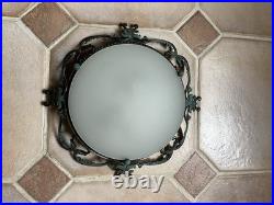 Superbe Plafonnier Style Art Déco, Bronze Laiton Cuivre Lampe Applique 37