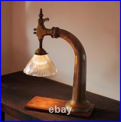 Superbe Tireuse à Bière ART DÉCO montée en lampe Verre HOLOPHANE hyper déco