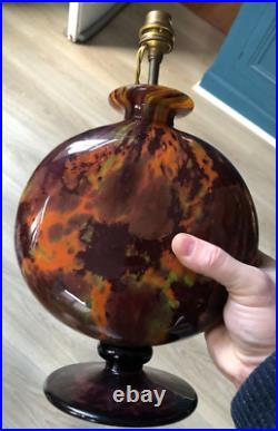 Superbe Vase Monté Lampe pate de Verre Marmoréen Art déco Charles Schneider