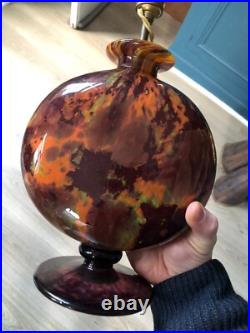 Superbe Vase Monté Lampe pate de Verre Marmoréen Art déco Charles Schneider
