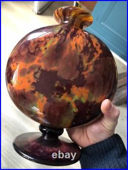 Superbe Vase Monté Lampe pate de Verre Marmoréen Art déco Charles Schneider