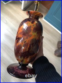 Superbe Vase Monté Lampe pate de Verre Marmoréen Art déco Charles Schneider