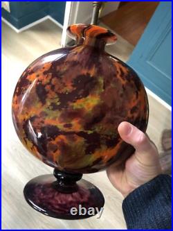 Superbe Vase Monté Lampe pate de Verre Marmoréen Art déco Charles Schneider