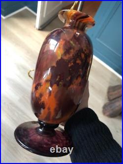 Superbe Vase Monté Lampe pate de Verre Marmoréen Art déco Charles Schneider