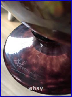 Superbe Vase Monté Lampe pate de Verre Marmoréen Art déco Charles Schneider