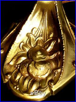 Superbe grande lampe bronze art-deco, rare tulipe Muller aux papillons, era daum