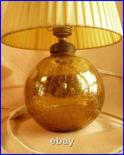 Superbe petite lampe boule art deco vintage en verre craquelé mercurisé