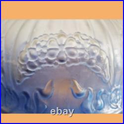 Suspension lustre lampe art déco décor style empire verre bleue blanc antiquité