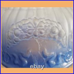 Suspension lustre lampe art déco décor style empire verre bleue blanc antiquité